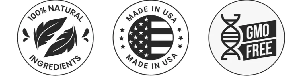 GMP Certified, 100% Natural Ingredients, Made in USA, GMO Free