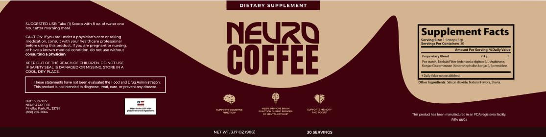Neuro Coffee - Detailed Dietary Supplement Facts and Ingredients Label